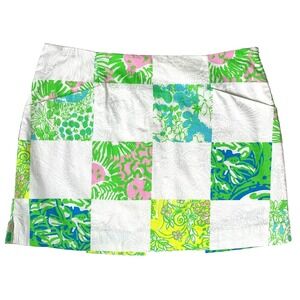 Lilly Pulitzer January Skort Lioness Printed Patch‎ sz 0 Cotton Pockets Preppy